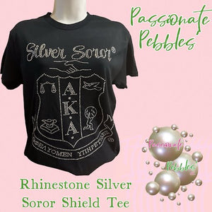 AKA Rhinestone Silver Soror Shield Tee