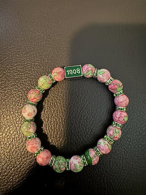 AKA PINK/Green Jade Bracelet