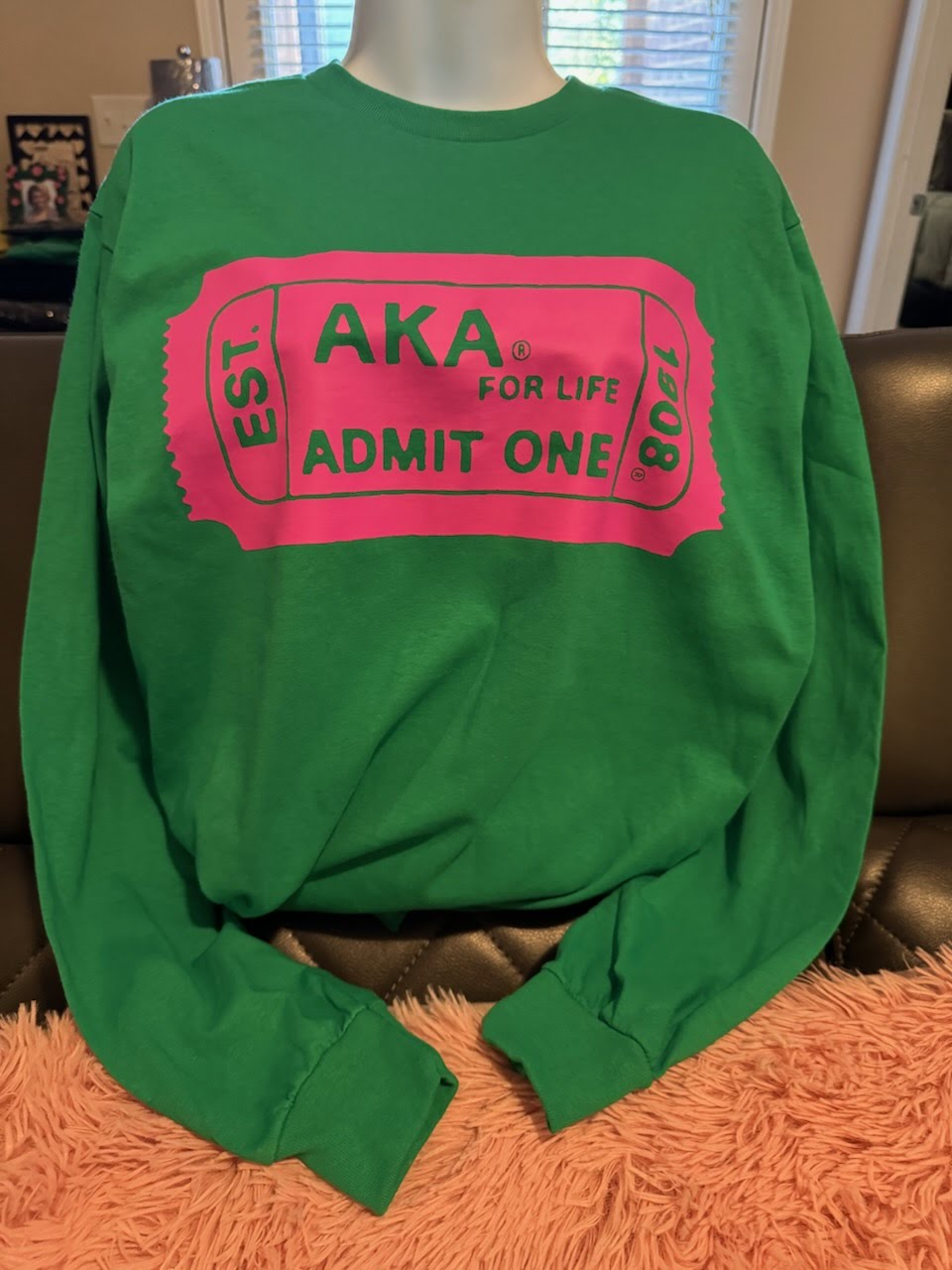 AKA ADMIT ONE Green, Pink and White LONG Sleeves