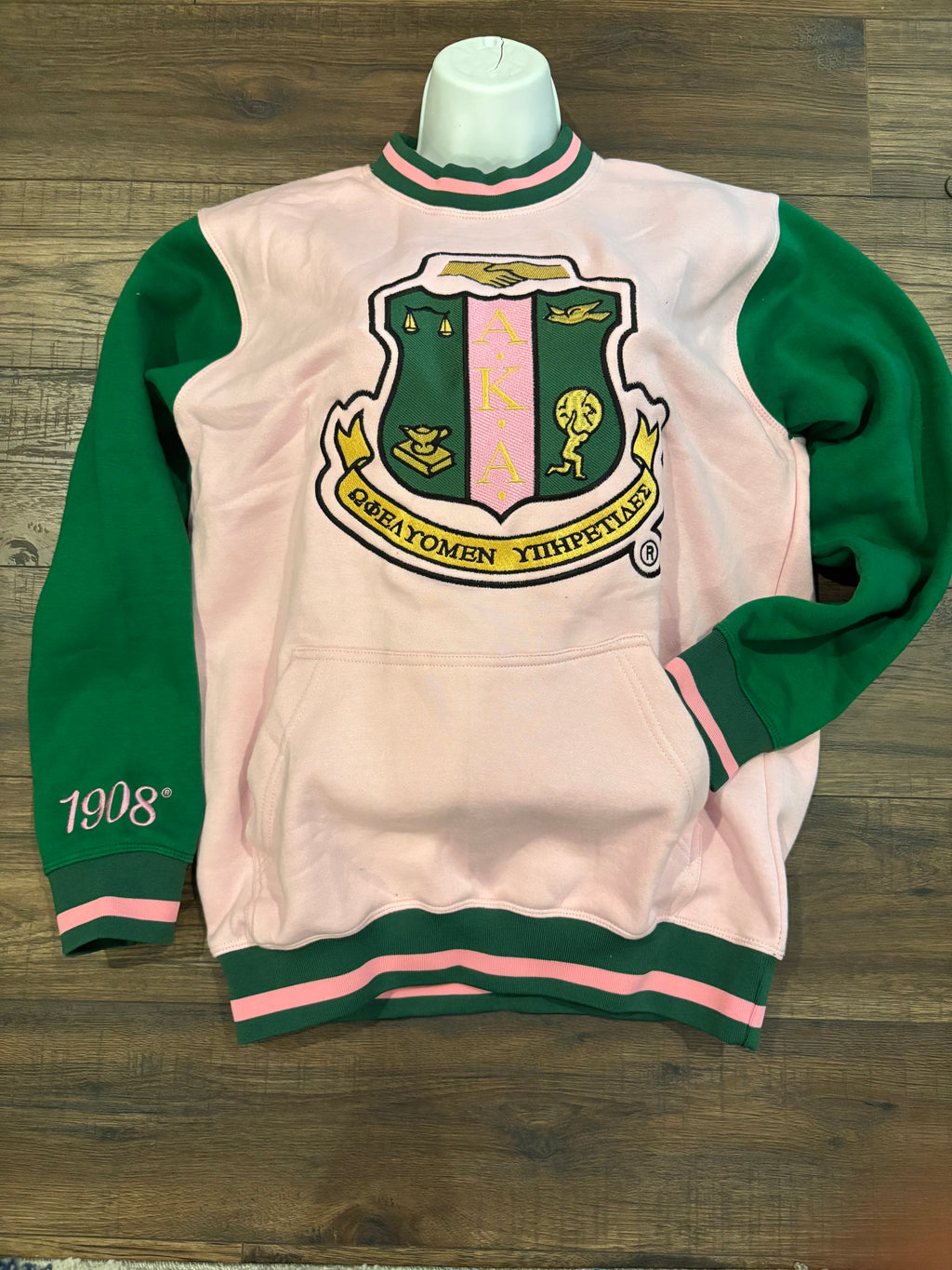 AKA® SHIELD PINK AND GREEN POCKET SWEATSHIRT