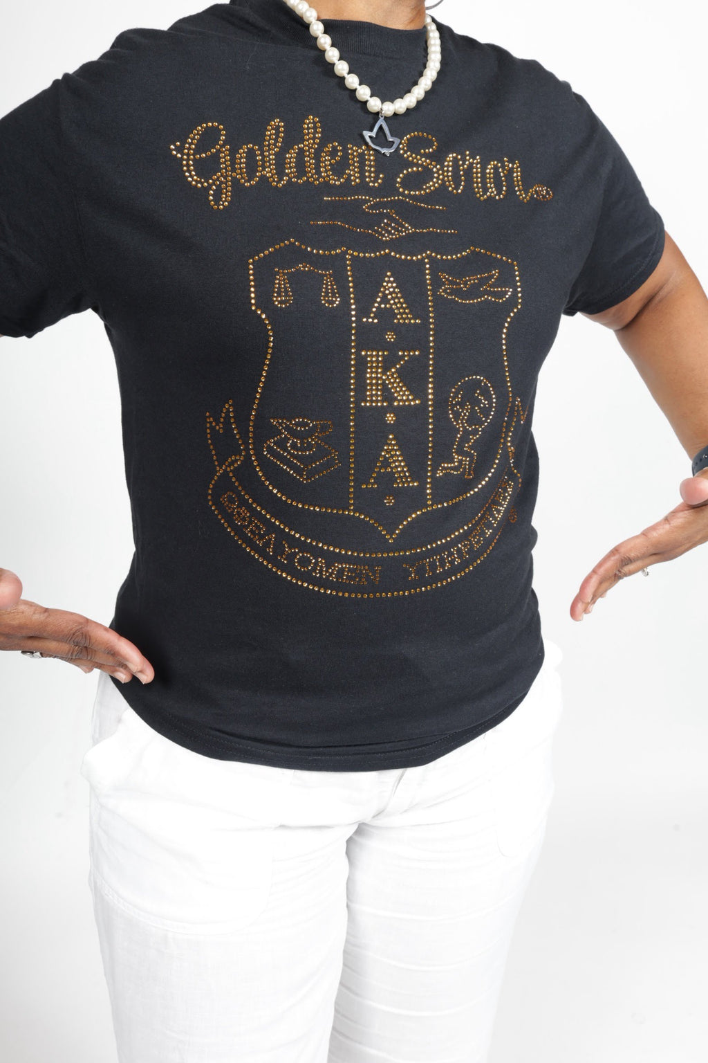 AKA® Rhinestone Golden Soror Shield Tee