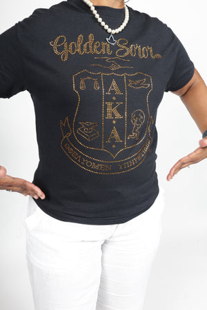 AKA® Rhinestone Golden Soror Shield Tee