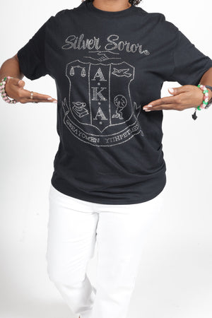 Silver Soror Shield Rhinestone T SHIRT