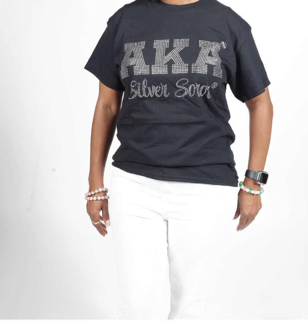 AKA ® Silver Soror Rhinestone T SHIRT