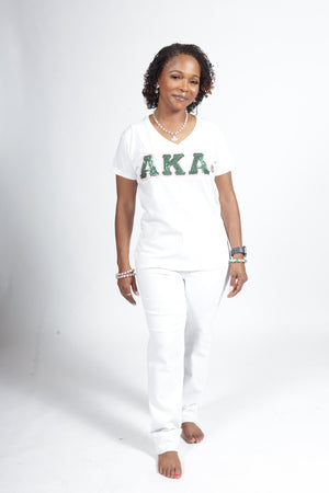 AKA® SEQUIN V NECK