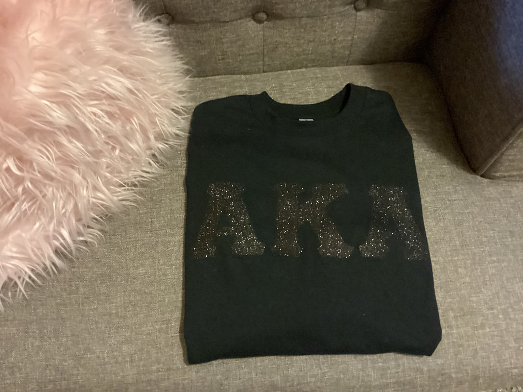 AKA BLACK GLITTER SHORT SLEEVE TEE