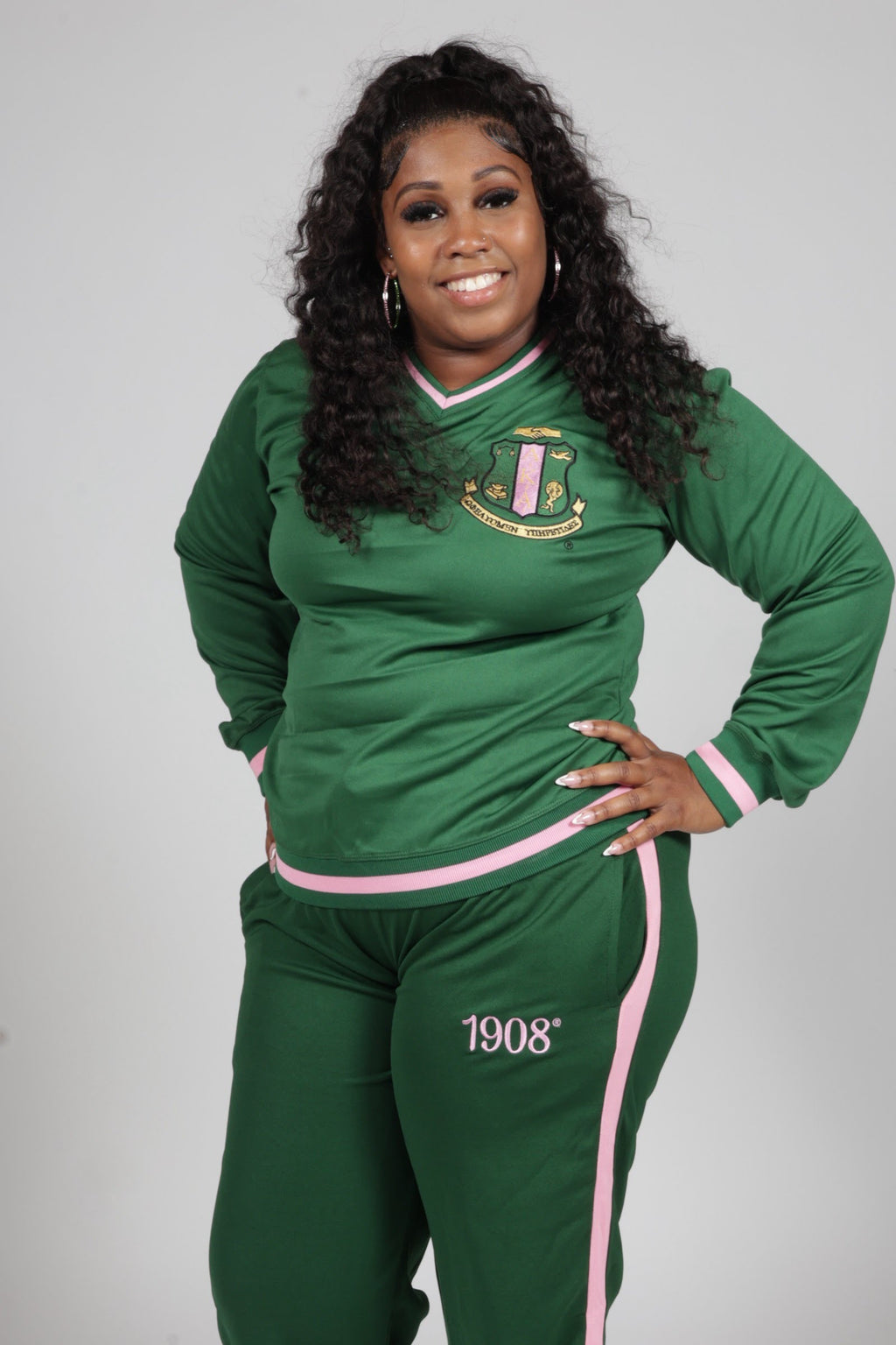 PEBBLES'  GREEN TRACK TOP LONG SLEEVE