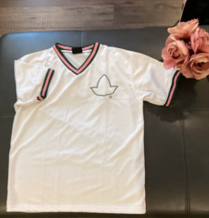 PEBBLES' WHITE TRACK TOP  SHORT SLEEVE