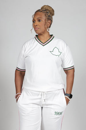 PEBBLES' WHITE TRACK TOP  SHORT SLEEVE