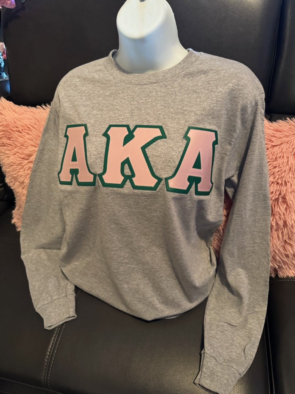 AKA TWILL LETTER LONG SLEEVE TSHIRT GREY